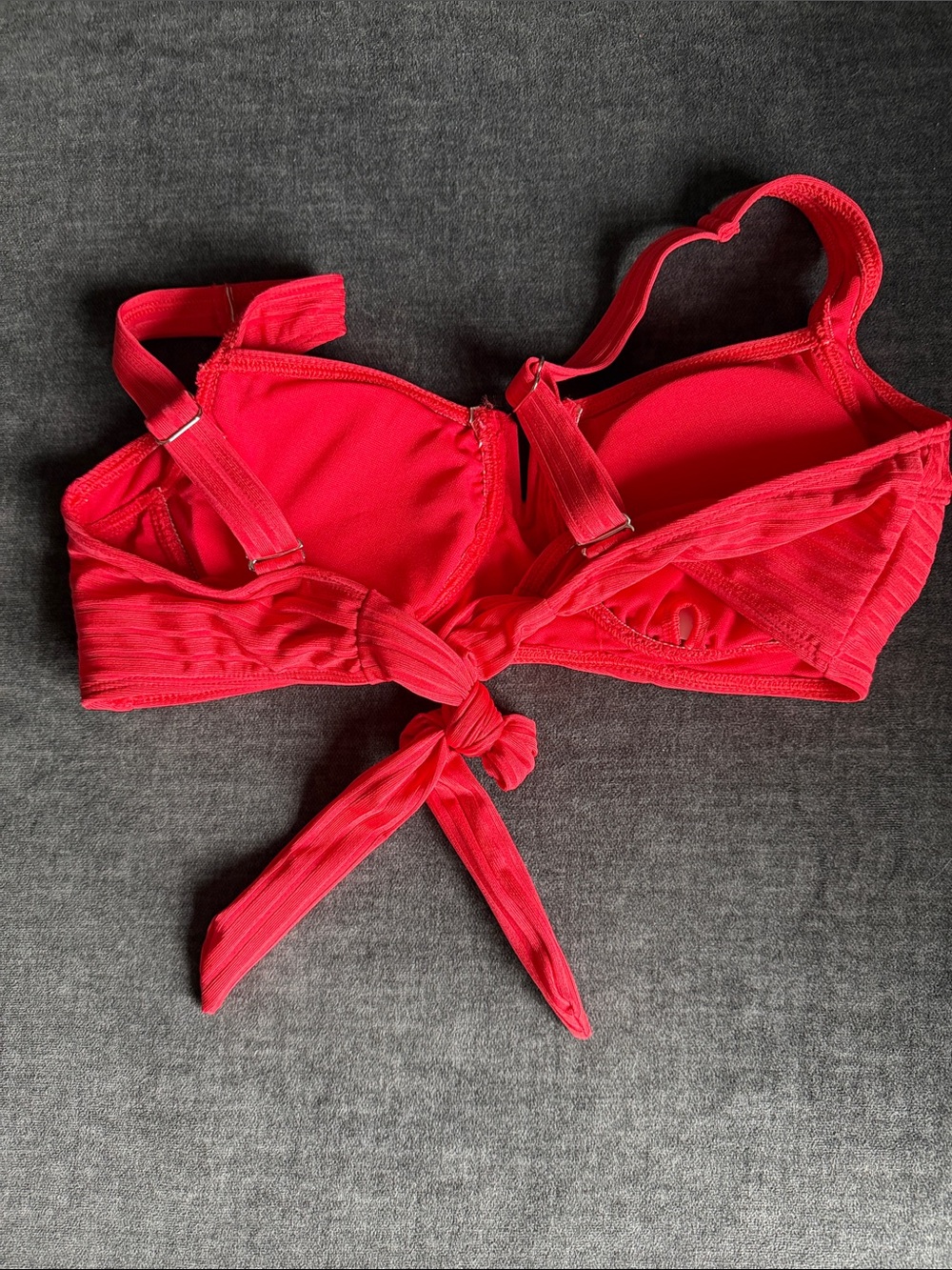 Red Ribbed Two-Piece Bikini Set - Picture 3 of 7